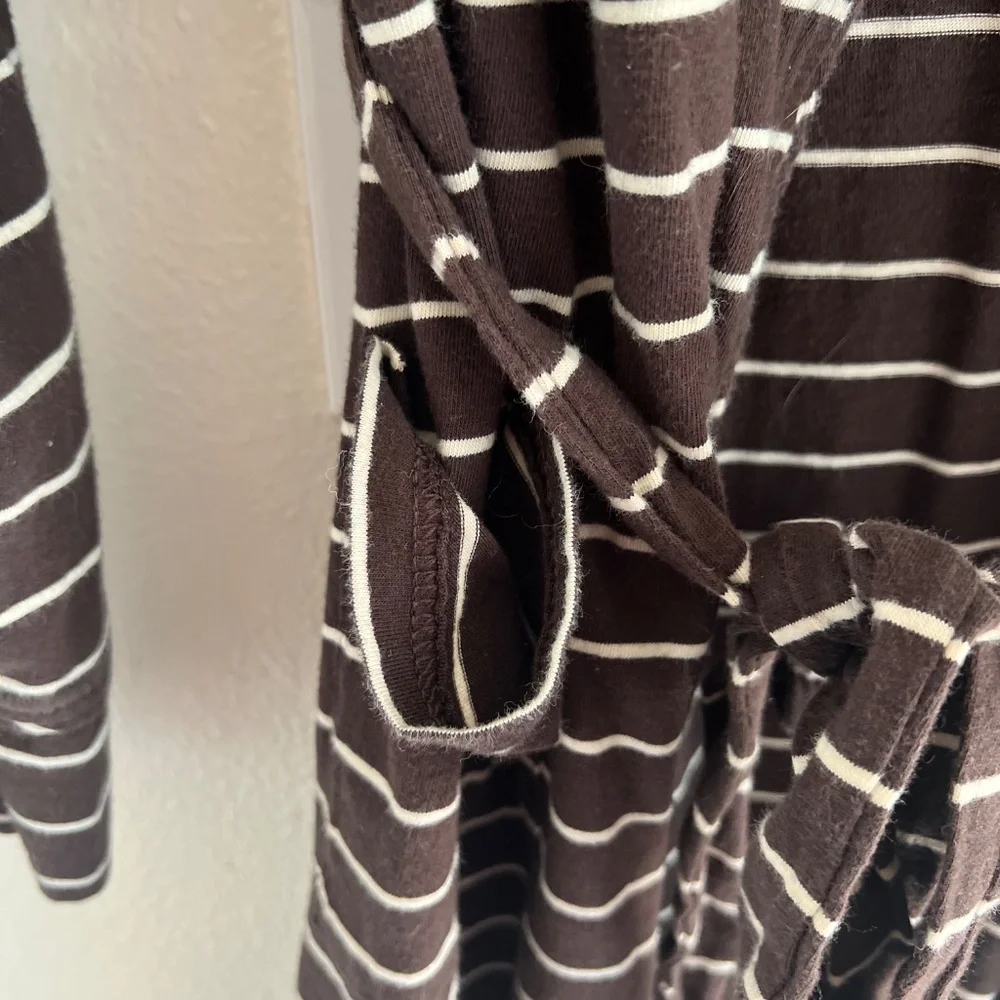 Pact Women's Striped Hooded Robe - Brown & Cream